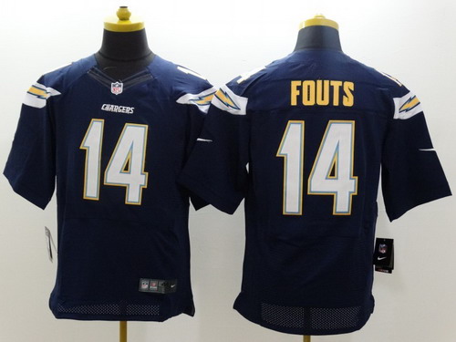 Men's San Diego Chargers Throwback Player #14 Dan Fouts Navy Blue Nike Elite Jersey