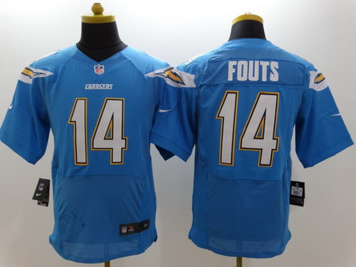 Men's San Diego Chargers Throwback Player #14 Dan Fouts Light Blue Nike Elite Jersey