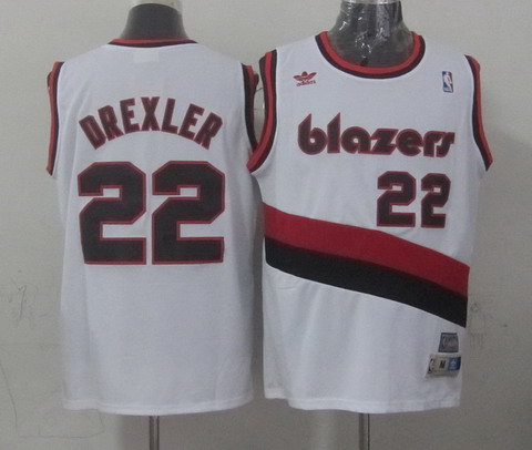 Men's Portland Trail Blazers #22 Clyde Drexler White Swingman Throwback Jersey