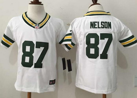Toddler Green Bay Packers #87 Jordy Nelson White Road NFL Nike Jersey