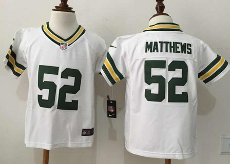 Toddler Green Bay Packers #52 Clay Matthews White Road NFL Nike Jersey