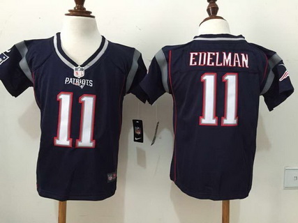 Toddler New England Patriots #11 Julian Edelman Navy Blue Team Color 2015 NFL Nike Game Jersey