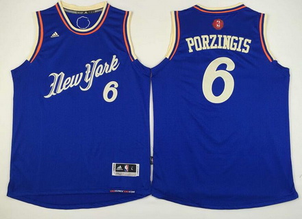 Men's New York Knicks #6 Kristaps Porzingis Revolution 30 Swingman 2015 Christmas Day Blue Jersey