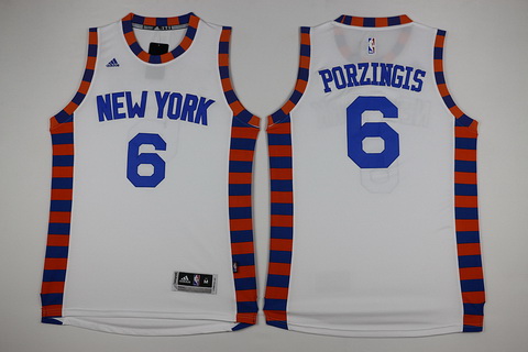 Men's New York Knicks #6 Kristaps Porzingis Revolution 30 Swingman 2015-16 White Jersey