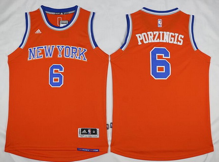 Men's New York Knicks #6 Kristaps Porzingis Revolution 30 Swingman 2015-16 Orange Jersey