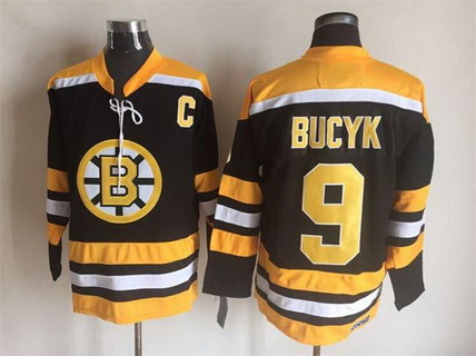 Men's Boston Bruins #9 JOHNNY BUCYK 1974 CCM Vintage Throwback NHL Hockey Jersey