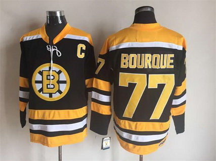 Men's Boston Bruins #77 Ray Bourque 1990 Black CCM Vintage Throwback Jersey