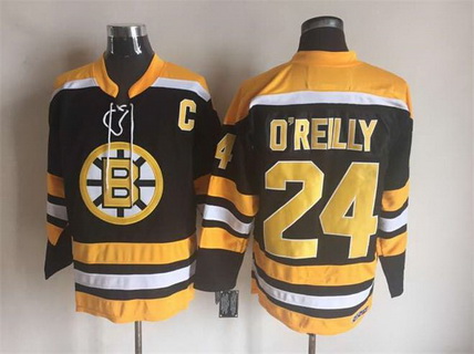 Men's Boston Bruins #24 Terry O'Reilly 1974 Black CCM Vintage Throwback Jersey