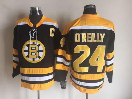 Men's Boston Bruins #24 Terry O'Reilly 1974 Black CCM Vintage Throwback Jersey