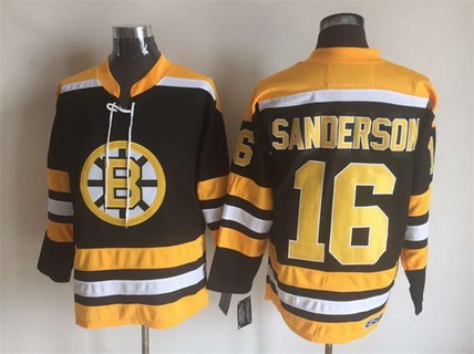 Men's Boston Bruins #16 Derek Sanderson 1974 Black CCM Vintage Throwback Jersey