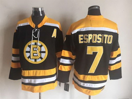 Men's Boston Bruins #7 Phil Esposito 1974 Black CCM Vintage Throwback Jersey