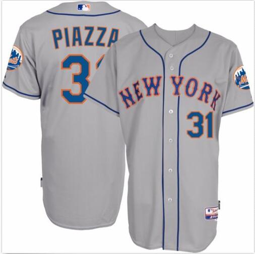 Men's New York Mets  #31 Mike Piazza Authentic On-field Grey Road Cool Base Jersey
