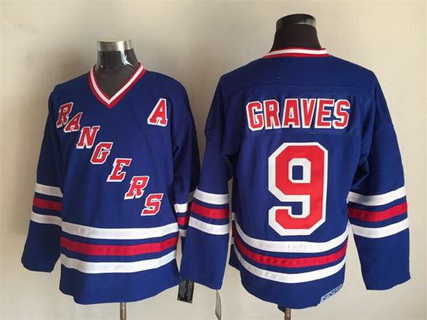 Mens New York Rangers #9 Adam Graves 1996 Light Blue CCM Vintage Throwback Jersey