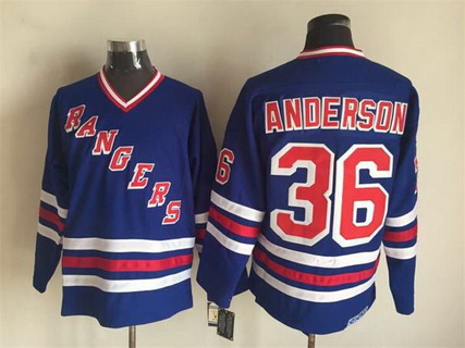 Mens New York Rangers #36 Glenn Anderson 1990-91 Light Blue CCM Vintage Throwback Jersey