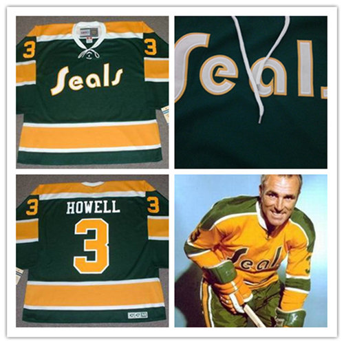 Men's California Golden Seals #3 HARRY HOWELL 1970 CCM Vintage Throwback NHL Jersey