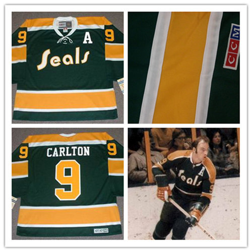 Men's California Golden Seals #9 WAYNE CARLTON 1971 CCM Vintage Throwback NHL Jersey