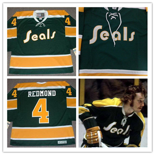 Men's California Golden Seals #4 DICK REDMOND 1972 CCM Vintage Throwback NHL Jersey