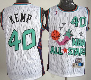 Men's Seattle Supersonics #40 Shawn Kemp White Hardwood Classics 1995-1996 All-Star Jersey