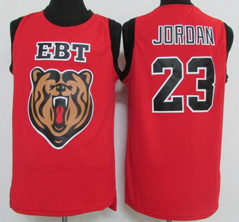 Men's Emma B Trask Middle School #23 Michael Jordan Red Soul Swingman High School Basketball Jersey