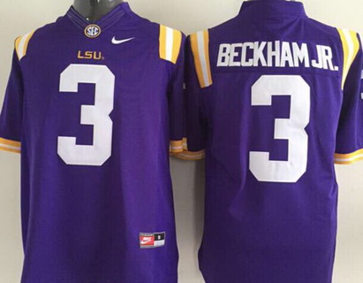 Men's LSU Tigers #3 Odell Beckham Jr. Purple NCAA College Football Nike Limited Jersey