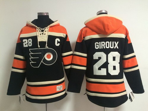 Philadelphia Flyers #28 Claude Giroux Black Old Time Hockey hoodie