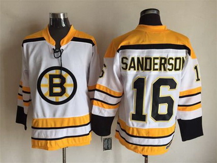 Men's Boston Bruins #16 Derek Sanderson 1972 White CCM Vintage Throwback Jersey