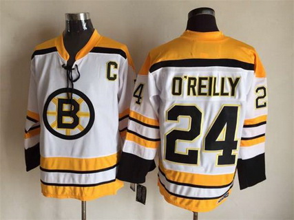 Men's Boston Bruins #24 Terry O'Reilly 1973 White CCM Vintage Throwback Jersey