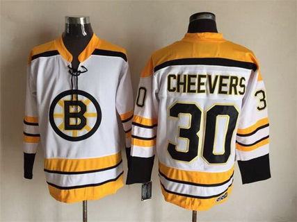 Men's Boston Bruins #30 Gerry Cheevers 1972 CCM Vintage Throwback Home NHL Hockey Jersey