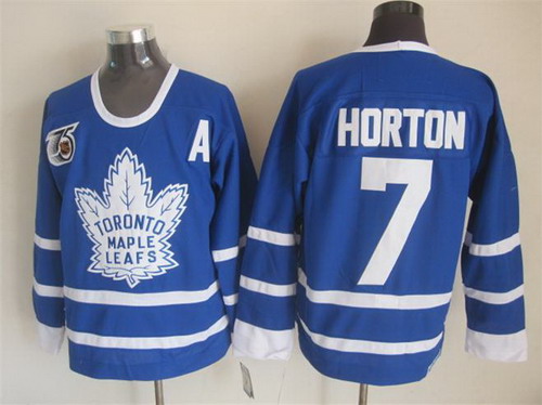 Men's Toronto Maple Leafs #7 Tim Horton Blue 1991 75TH CCM Vintage Throwback NHL Jersey
