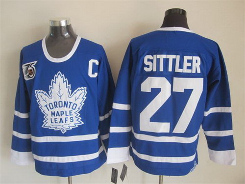Men's Toronto Maple Leafs #27 Darryl Sittler Blue 1991 75TH CCM Vintage Throwback NHL Jersey