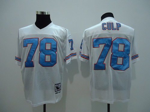 Men's Houston Oilers #78 Cuyley Culp White Throwback Jersey