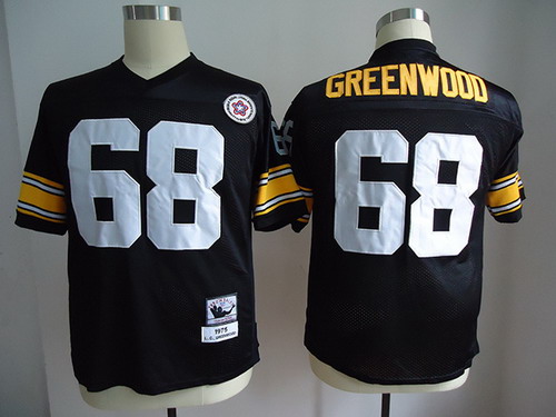Men's Pittsburgh Steelers #68 L.C. Greenwood Black Throwback Jersey
