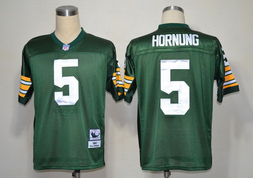 Men's Green Bay Packers #5 Paul Hornung Green Short-Sleeved Throwback Jersey