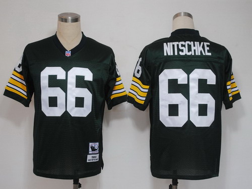 Men's Green Bay Packers #66 Ray Nitschke Green Short-Sleeved Throwback Jersey