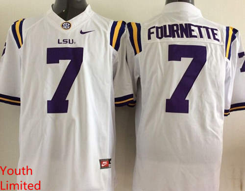 Youth LSU Tigers #7 Leonard Fournette White 2015 College Football Nike Limited Jersey