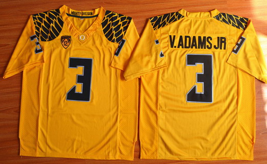 Youth Oregon Duck #3 Vernon Adams Jr Yellow College Football Nike Limited Jersey