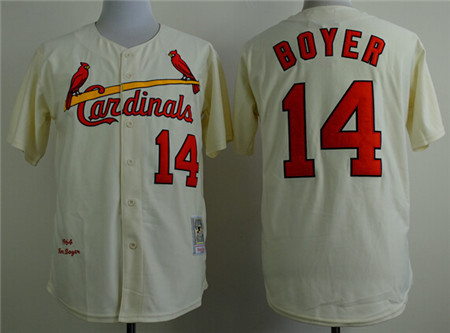 Men's St. Louis Cardinals #14 Ken Boyer 1964 Cream Throwback Jersey