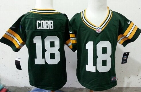 Toddler's Green Bay Packers #18 Randall Cobb Green Nike Football Jersey