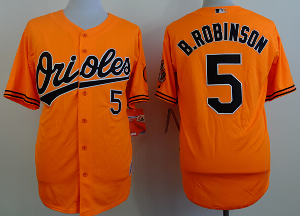 Men's Baltimore Orioles #5 Brooks Robinson Orange  Cool Base Jersey