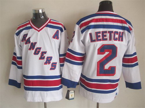 Mens New York Rangers #2 Brian Leetch 1993-94 White Throwback CCM Jersey