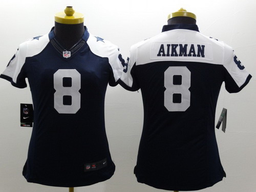 Women's Dallas Cowboys #8 Troy Aikman Blue Thanksgiving Nike Limited Jersey