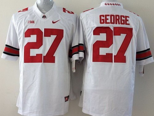 Men's Ohio State Buckeyes #27 Eddie George 2014 White Limited Jersey