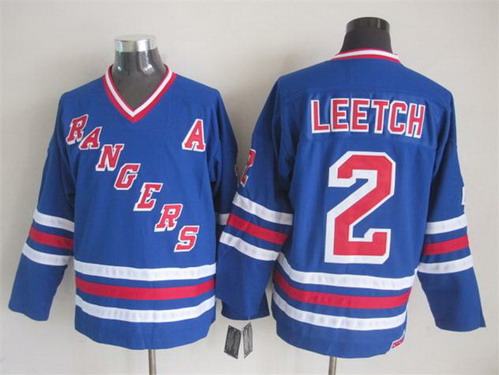 Mens New York Rangers #2 Brian Leetch 1993 Light Blue Throwback CCM Jersey