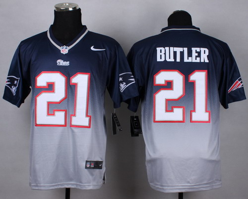 Men's New England Patriots #21 Malcolm Butler Blue Gray Nike Fadeaway Elite Jersey