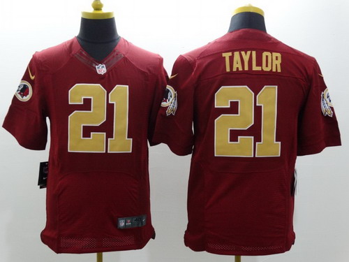 Men's Washington Redskins #21 Sean Taylor Red With Gold Nike Elite Jersey