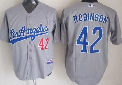Men's Los Angeles Dodgers #42 Jackie Robinson Gray Cool Base Jersey