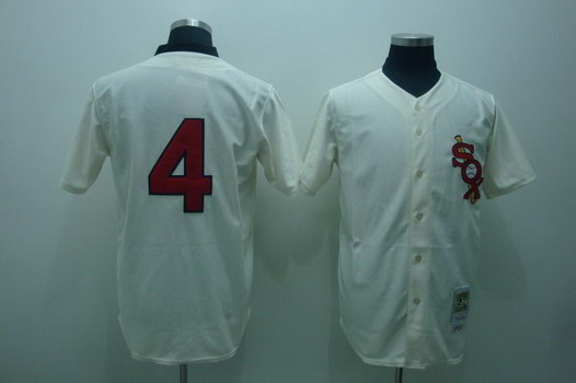 Men's Chicago White Sox #4 Luke Appling 1933 Cream Throwback Jersey