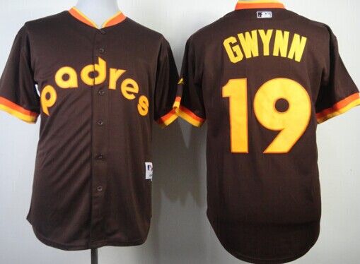 Mens San Diego Padres #19 Tony Gwynn Brown Majestic Cooperstown Collection Jersey