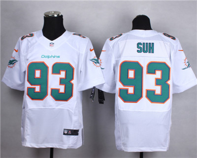 Men's Miami Dolphins #93 Ndamukong Suh 2013 White Nike Elite Jersey