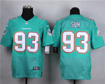 Men's Miami Dolphins #93 Ndamukong Suh 2013 Green Nike Elite Jersey